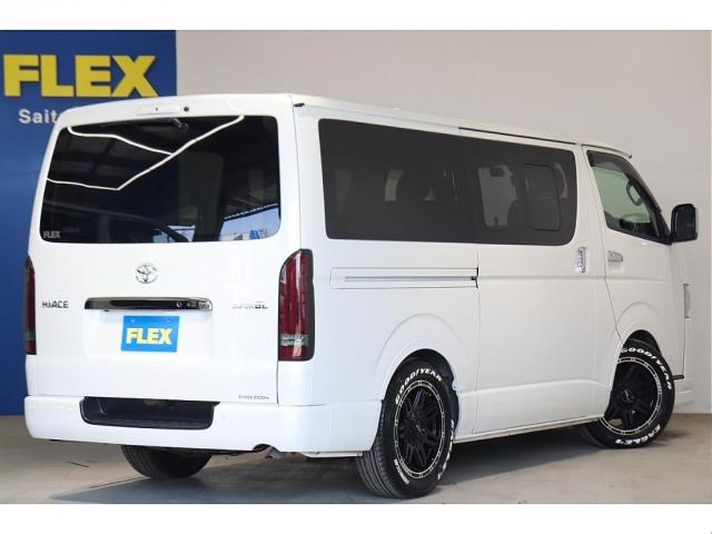 ハイエースバン スーパーGL ダークプライムII ダークプライムII ディーゼル2WD DELF04/17インチAW ナスカータイヤ アルティメットテール フロントエアロ オーバーフェンダー ローダウン アルパインナビ ETC PVM デジタルミラー(15枚目)