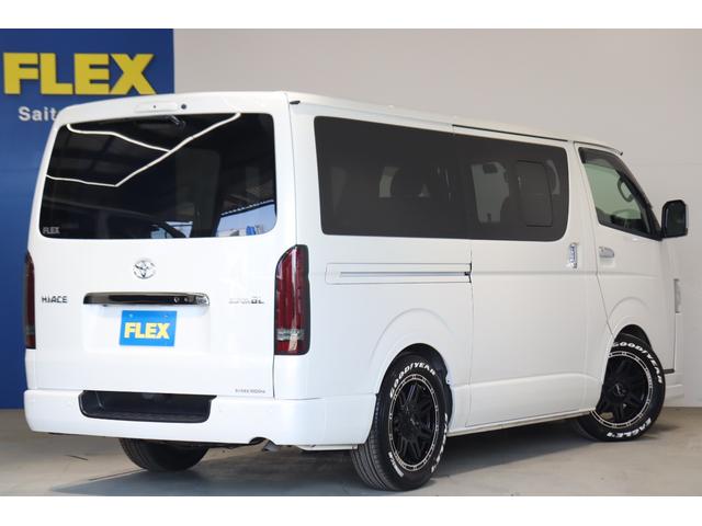 ハイエースバン スーパーGL ダークプライムII ダークプライムII ディーゼル2WD DELF04/17インチAW ナスカータイヤ アルティメットテール フロントエアロ オーバーフェンダー ローダウン アルパインナビ ETC PVM デジタルミラー(70枚目)