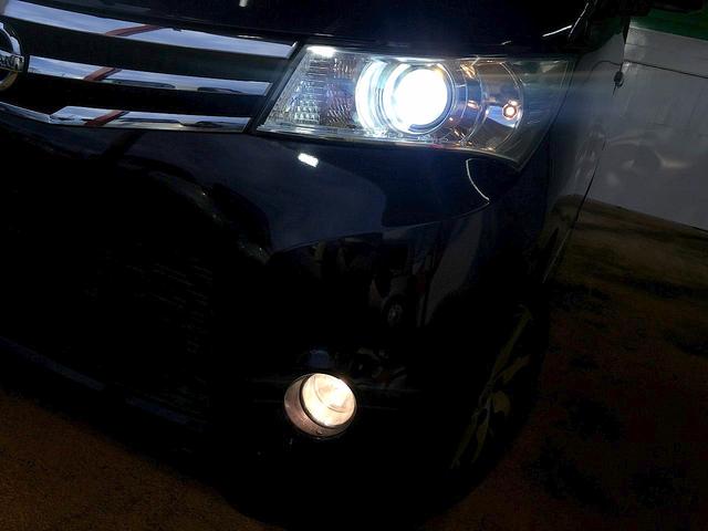 ルークス ハイウェイスター 修復歴無し 社外HDDナビ フルセグTV CD/DVD/Bluetooth再生 プッシュスタート インテリキー 自動ドア オートエアコン HID フォグ 純正フルエアロ&14AW(19枚目)