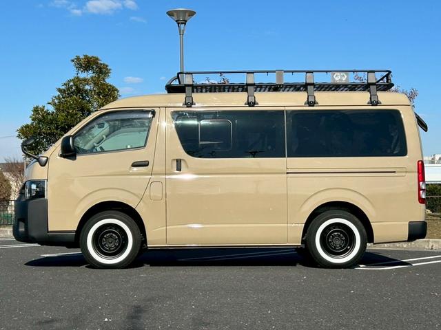 ハイエースワゴン DX 修復無 4WD 10人乗 ベージュ全塗装 GI★GEARルーフカーゴ ホワイトリボンタイヤ インナ-ブラックLEDヘッドライト 純正スライド小窓 純正ナビ・BT・Bカメラ ETC ドアバイザ キーレス(10枚目)