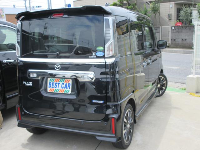 フレアワゴンカスタムスタイル ハイブリッドXT 禁煙車 デュアルブレーキサポート アルパインナビTV Bluetooth 両側電動ドア ETC スマートキー2本 シートヒーター バックセンサー LEDライト 後席テーブル&サンシェード 新車保証書(5枚目)
