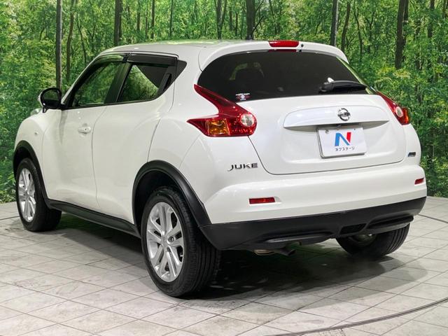 ジューク 15RX タイプV 禁煙車 純正ナビ バックカメラ HIDヘッドランプ ETC フルセグTV スマートキー 純正17インチアルミ オートライト オートエアコン 電動格納ミラー ドアバイザー CD再生(26枚目)