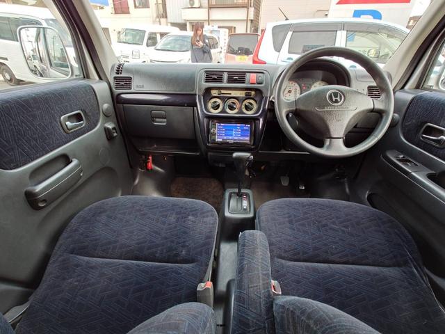 バモス ターボ　社外ディスプレイオーディオ　社外マフラー　キーレスキー　ＬＥＤヘッドライト　リアスポイラー　１４インチアルミ（5枚目）