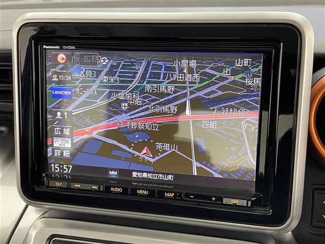 スペーシアギア ハイブリッドＸＺ　ターボ　純正８型ナビ　ＨＵＤ　全方位カメラ　禁煙車　両側パワスラ　シートヒーター　ＥＴＣ　前後ドラレコ　フルセグ　ＤＶＤ　セーフティサポート　衝突軽減　レーンキープ　ＬＥＤオートライト　クルコン　パドルシフト（3枚目）