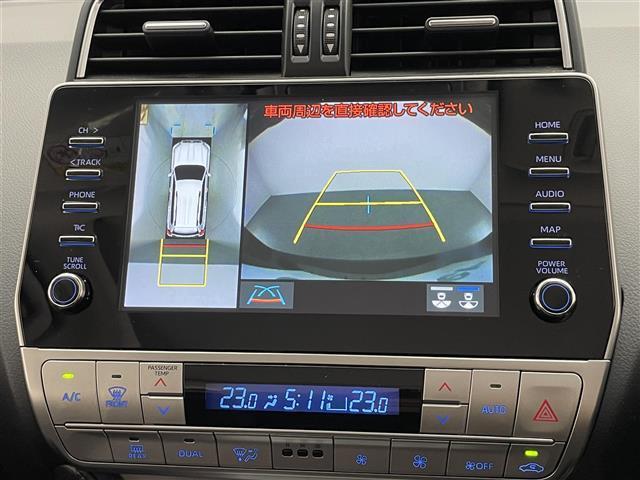 ランドクルーザープラド ＴＸ　Ｌパッケージ　マットブラックエディション　純正９型ＤＡナビ　ムーンルーフ　全方位カメラ　黒革　禁煙　ＥＴＣ２．０　ベンチレーション　シートヒーター　セーフティセンス　衝突軽減　ＢＳＭ　追従クルコン　ＬＥＤオートライト　ルーフレール　電動シート（5枚目）
