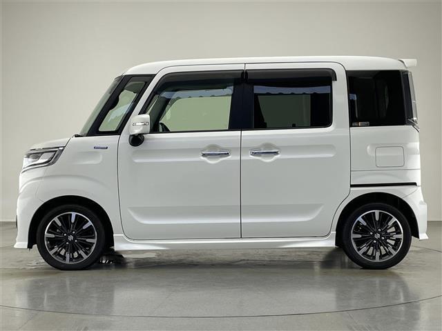 スペーシアカスタム ハイブリッドXS 社外8型ナビ 全方位カメラ シートヒーター 禁煙車 フルセグTV DVD ドラレコ ETC ハーフレザー 両側パワスラ 衝突軽減 車線逸脱 パーキングセンサー LEDオートライト フォグ 純正マット(17枚目)