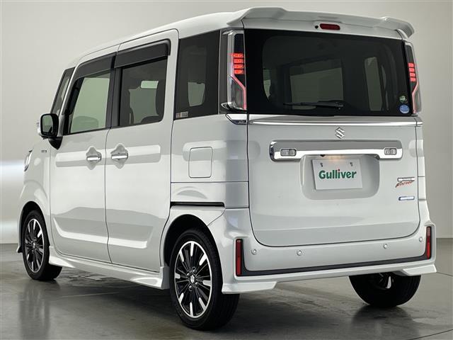 スペーシアカスタム ハイブリッドXS 社外8型ナビ 全方位カメラ シートヒーター 禁煙車 フルセグTV DVD ドラレコ ETC ハーフレザー 両側パワスラ 衝突軽減 車線逸脱 パーキングセンサー LEDオートライト フォグ 純正マット(18枚目)