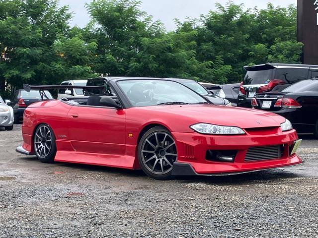 シルビア ヴァリエッタ　Ｓ１５ターボ換装　Ｓ１５６速換装７８ｗｏｒｋｓヘッドライト　７８ｗｏｒｋｓテールランプ　クスコ車高調　柿本マフラー　オリジンフルエアロ（雷神？）Ｇｒｅｄｄｙ前置きインタークーラー　６ＭＴ（10枚目）