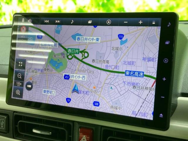 ムーヴキャンバス ストライプスＧターボ　新品タイヤ／保証書／純正　ＳＤナビ／衝突安全装置／両側電動スライドドア／シートヒーター／パノラマモニター／車線逸脱防止支援システム／ドライブレコーダー　純正／ヘッドランプ　ＬＥＤ　衝突被害軽減システム（10枚目）