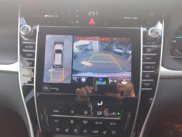 ハリアーハイブリッド プログレスメタル＆レザーパックスタイルブルーイッシュ　４ＷＤ　ドライブレコーダー　全周囲カメラ　クリアランスソナー　オートクルーズコントロール　レーンアシスト　パワーシート　衝突被害軽減システム　ナビ　ＴＶ　オートマチックハイビーム　オートライト（11枚目）