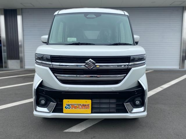 スペーシアカスタム ハイブリッドＸＳ　届出済未使用車　両側パワースライドドア　クルーズコントロール　電動パーキングブレーキ　運転席助手席シートヒーター　マルチユースフラップ　ＵＳＢ／タイプＣソケット　禁煙車（6枚目）