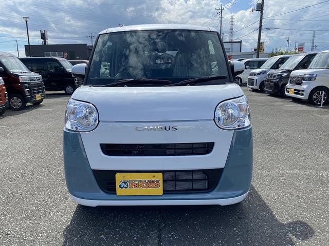 ムーヴキャンバス ストライプスＸ　届出済未使用車　衝突軽減ブレーキ　禁煙車　衝突被害軽減ブレーキ　両側オートスライドドア　横滑り防止機能　コーナーセンサー　エアコン　衝突安全ボディ　オートハイビーム　オートライト　ベンチシート　ＡＢＳ（6枚目）