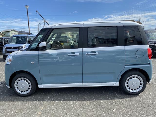 ムーヴキャンバス ストライプスＸ　届出済未使用車　衝突軽減ブレーキ　禁煙車　衝突被害軽減ブレーキ　両側オートスライドドア　横滑り防止機能　コーナーセンサー　エアコン　衝突安全ボディ　オートハイビーム　オートライト　ベンチシート　ＡＢＳ（7枚目）