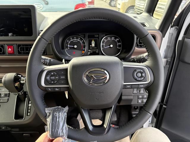 ムーヴキャンバス ストライプスＧターボ　届出済未使用車　衝突軽減ブレーキ　禁煙車　オートクルーズ　フルオートエアコン　オートライト　キーフリーシステム　スマートキー　シートＨ　Ｂカメラ　フルフラット　レーンキープ　ベンチシート（17枚目）