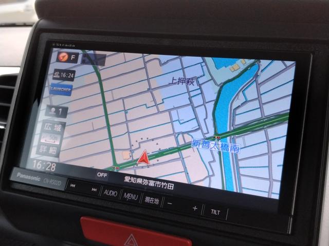 Ｎ－ＢＯＸカスタム Ｍｏｄｕｌｏ－Ｘ　Ｇ・ターボパッケージ　１２ヵ月走行無制限保証　社外１６インチアルミ、車高調整サス　バックカメラ　両側電動スライドドア　ナビ　ＴＶ　オートクルーズコントロール　　オートライト　ＨＩＤ　電動格納ミラー　ベンチシート（7枚目）