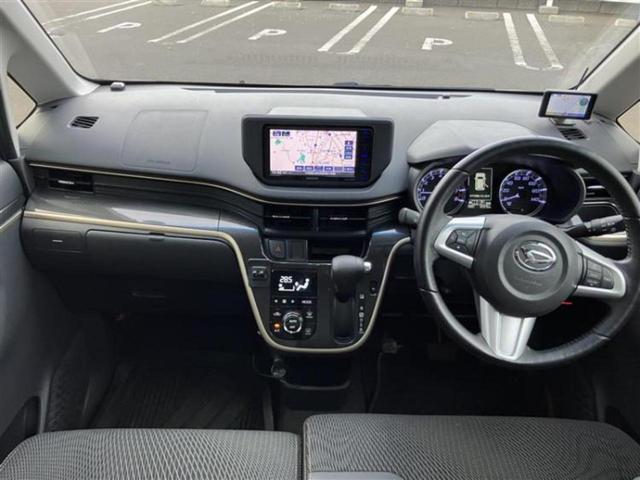 ムーヴ 4WDカスタムRS 20th AnvゴールドEd SA2 新品タイヤ/保証書/社外 ナビ/衝突安全装置/シート ハーフレザー/ヘッドランプ LED/ETC/EBD付ABS/横滑り防止装置/アイドリングストップ/バックモニター/ワンセグTV バックカメラ(4枚目)