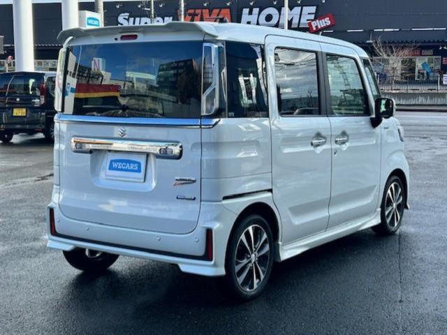 スペーシアカスタム 4WDハイブリッドXSターボ 新品タイヤ/保証書/社外 SDナビ/セーフティサポート(スズキ)/両側電動スライドドア/シートヒーター 前席/全方位モニター用カメラ/車線逸脱防止支援システム/シート ハーフレザー 全周囲カメラ(3枚目)