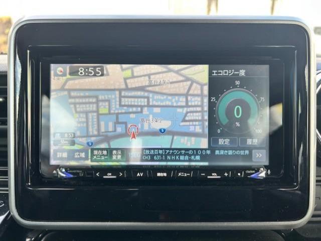 スペーシアカスタム 4WDハイブリッドXSターボ 新品タイヤ/保証書/社外 SDナビ/セーフティサポート(スズキ)/両側電動スライドドア/シートヒーター 前席/全方位モニター用カメラ/車線逸脱防止支援システム/シート ハーフレザー 全周囲カメラ(9枚目)