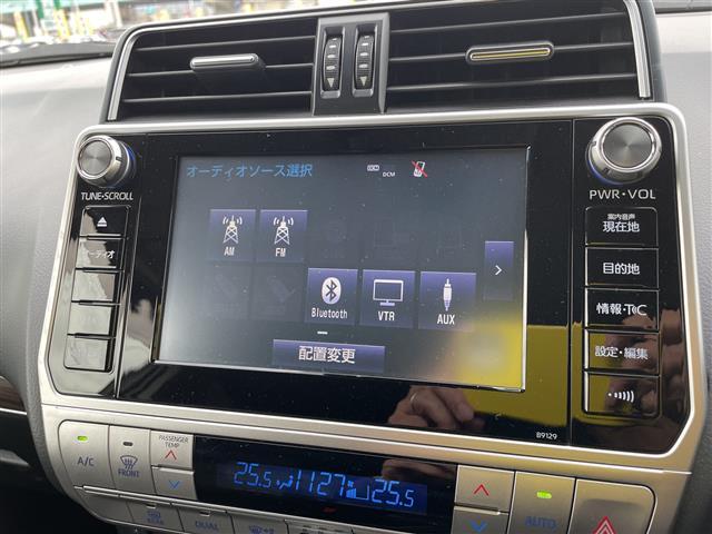 ランドクルーザープラド TX Lパッケージ 4WD 純正メーカーナビ フルセグTV パノラマモニター LEDヘッドライト ETC2.0 オプションアルミ 純正エアロ 黒革シート シートヒーター&クーラー ガナドールマフラー ドラレコ 保証書(9枚目)