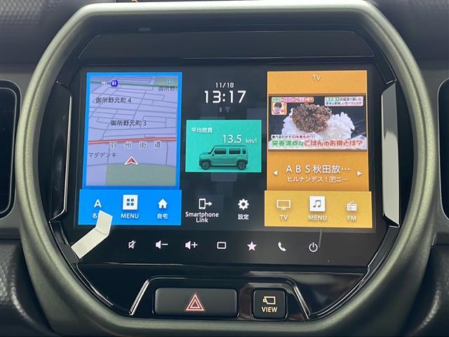 ハスラー タフワイルドターボ　４ＷＤ　純正ナビ　Ｂｌｕｅｔｏｏｔｈ　ＣＤ　フルセグ　全方位カメラ　クルーズコントロール　クリアランスソナー　車線逸脱警報　パドルシフト　アイドリングストップ　前席シートヒーター　純正ＡＷ（3枚目）