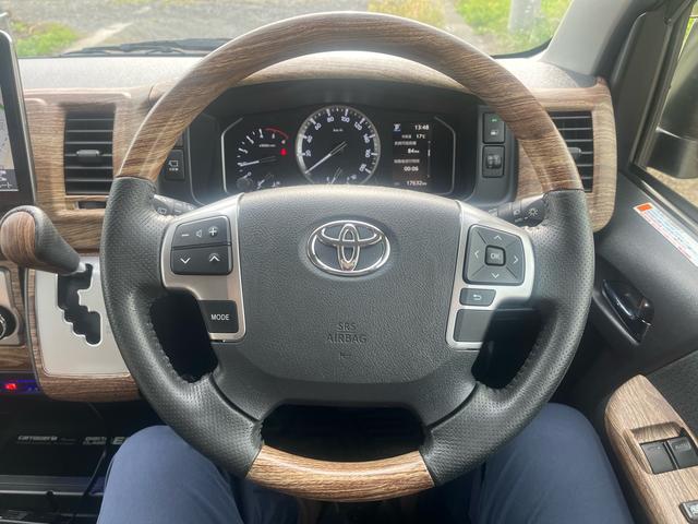 ハイエースバン ロングスーパーGL 車中泊 ビッグXナビ Bluetooth フリップダウンモニター 全方位モニター ウッド調ステアリング ウッド調インパネ 茶レザーシート ベッドキッド デジタルインナーミラー(19枚目)