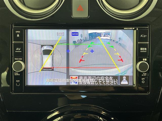 ノート 　純正ＳＤナビ　テレビキャンセラー　デジタルインナーミラー　前後ドライブレコーダー　アラウンドビューモニター　コーナーセンサー　ビルドインＥＴＣ　純正アルミホイール　ＬＥＤヘッドライト　ドアバイザー（2枚目）