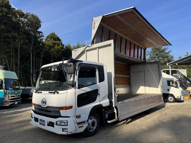 コンドル アルミウイング ワイド ベッド付 エアサス 6,230×2,400×2,400 日本フルハーフ リア観音扉 引出しフック5対 ラッシング2段 積載2.95t F6 6速 マニュアル 4tウイング バックカメラ エアサスコントローラー(16枚目)