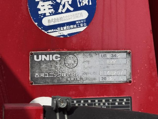 ヒノレンジャー 2.9t吊3段クレーン 木平 古河ユニック URU343 フックイン ラジコン 5,640×2,160 積載2.95t F6 6速 マニュアル 4tクレーン 吊t数2.9t吊 3段ブーム UNIC(23枚目)