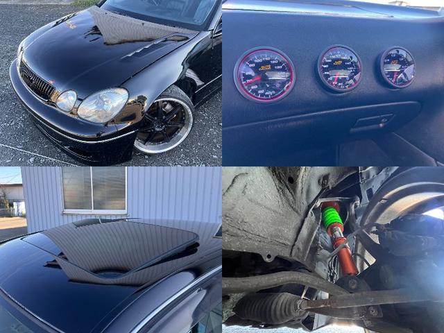 アリスト Ｖ３００ベルテックスエディション　サンルーフ／３２６車高調／トラスト前置きＩＣ／ＡＴＳ製ＬＳＤ／トムスＥＣＵ／ＢＬＩＴＺブーコン／ＨＫＳマフラー／スロットルコンバー／ＦＲＰボンネット／社外エアロ／インテンシブハンク１９ＡＷ／ＥＴＣ（2枚目）