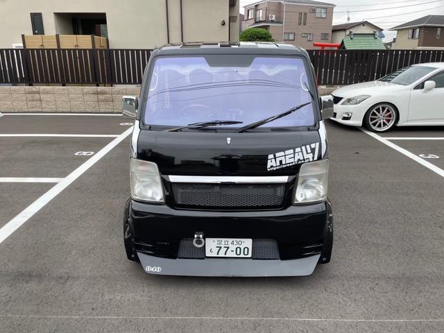 キャリイトラック ＫＣ　新品タイヤ　ローダウン　フルエアロ　社外ナビ　ヤンキーホン　アルミボックス　ステアリングナルディー　ＭＯＭＯシフト　内装張替え済み　ドラレコ　バックカメラ　ミュージックサーバー　ステッカー付（76枚目）