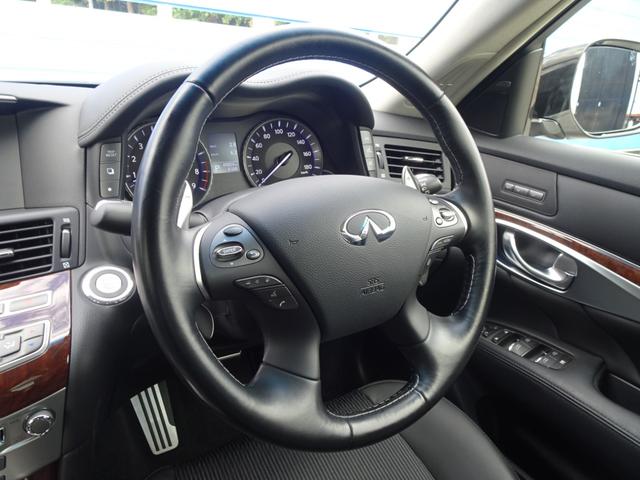 フーガ 370GT タイプS ワンオーナー 専用20AW キャリパー サス 4WAS パドルシフト アルミペダル 前後ソナー Rクルーズ 全方位カメラ ナビ フルセグ ETC 半革 Pオットマン LEDライト LEDフォグ 警報(12枚目)