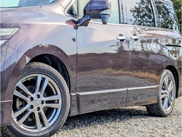 エルグランド ２５０ハイウェイスターアーバンクロム　カラーコードＬＡＥ／オーロラモーヴ／後席モニター／フリップダウンＭ／両側電動スライドドア／Ｂｌｕｅｔｏｏｔｈ／社外メモリーナビ／フルセグＴＶ／ＣＤ・ＤＶＤ／バックカメラ／ＥＴＣ／１８インチ純正アルミ（3枚目）