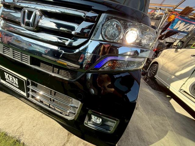 N-BOXカスタム 1年保証 ターボ 両側パワスラ レーダーブレーキ 横滑り防止機能 クルーズコントロール テレビ ナビ Bluetooth バックカメラ ETC HIDヘッドライト(78枚目)