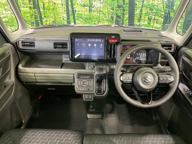 スペーシアギア ハイブリッドXZ 2トーン 届出済未使用車 両側電動スライドドア 純正9型ナビ 全周囲カメラ 衝突軽減 レーダークルーズ コーナーセンサー スマートキー LEDヘッド 純正14インチAW オートハイビーム 車線逸脱警報(2枚目)