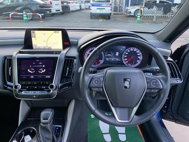 クラウンハイブリッド 全方向カメラ TSS クリアラスソナー LEDライト フォグ 純正アルミ メーカーナビTV ハーフレザーシート ハンドル/シートヒーター HUD BSM ETC クルコン(19枚目)