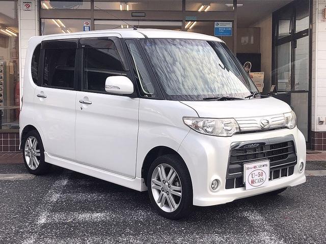 タント カスタムRS インタークーラーターボ純正ナビバックカメラフルセグTV CD DVD コーナーセンサーオートライトオートワイパーウーファー ETC パワースライド フォグスモークフィルムスマートキー衝突安全ボディ(10枚目)