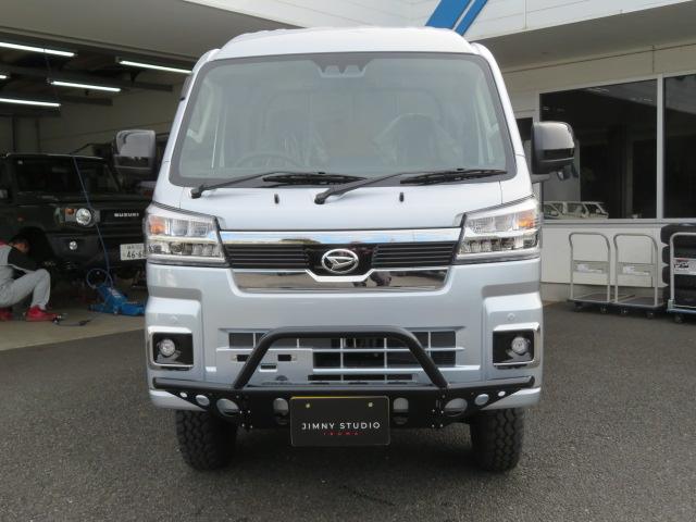 ハイゼットトラック ジャンボエクストラ　４インチアップ　フロントガードバー　バックショット１９５Ｒ１４　ＸＴＲＥＭＥ－Ｊ　ＸＪ０４　電子制御式４ＷＤ　スーパーデフロック　ＣＶＴ　視界補助パック　マッドフラップ（2枚目）