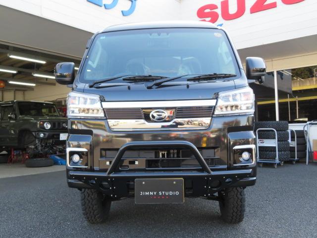 ハイゼットトラック ジャンボエクストラ 4インチアップ フロントガードバー付 バックショット195R14 XTREME-J XJ04 電子制御式4WD スーパーデフロック CVT 視界補助パック マッドフラップ(2枚目)