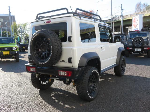 ジムニーシエラ ＪＣ　３型　モトレージ３インチアップキットビルシュタイン　ショウワガレージＡＢＳフロントバンパー／リアバンパー　サクソン左出しマフラー　オープンカントリーＲＴ２２５／６０Ｒ１８　ＲＡＹＳ　Ａ．ＬＡＰ－０７Ｘ（4枚目）