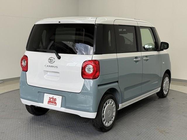 ムーヴキャンバス ストライプスＸ　届出済未使用車　両側電動スライドドア　クリアランスソナー　レーンアシスト　衝突被害軽減システム　オートライト　スマートキー　アイドリングストップ　電動格納ミラー　ベンチシート　ＣＶＴ　盗難防止システム（18枚目）