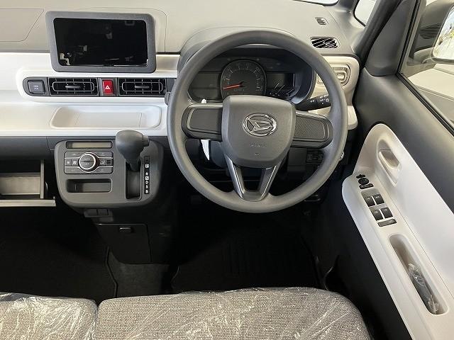 ムーヴキャンバス ストライプスＸ　届出済未使用車　両側電動スライドドア　クリアランスソナー　レーンアシスト　衝突被害軽減システム　オートライト　スマートキー　アイドリングストップ　電動格納ミラー　ベンチシート　ＣＶＴ　盗難防止システム（2枚目）