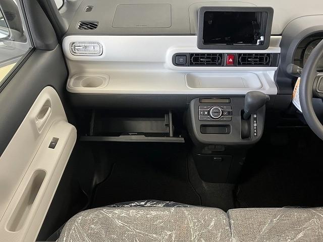 ムーヴキャンバス ストライプスＸ　届出済未使用車　両側電動スライドドア　クリアランスソナー　レーンアシスト　衝突被害軽減システム　オートライト　スマートキー　アイドリングストップ　電動格納ミラー　ベンチシート　ＣＶＴ　盗難防止システム（10枚目）