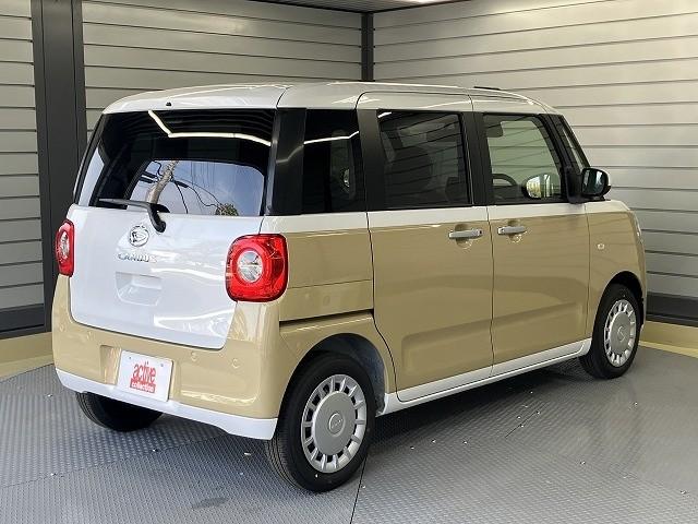 ムーヴキャンバス ストライプスＸ　届出済未使用車　両側電動スライドドア　クリアランスソナー　レーンアシスト　衝突被害軽減システム　オートライト　スマートキー　アイドリングストップ　電動格納ミラー　ベンチシート　ＣＶＴ　盗難防止システム（16枚目）