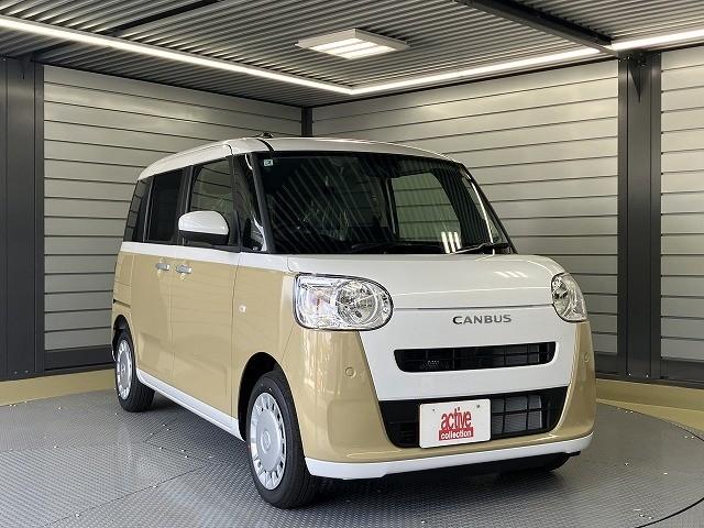 ムーヴキャンバス ストライプスＸ　届出済未使用車　両側電動スライドドア　クリアランスソナー　レーンアシスト　衝突被害軽減システム　オートライト　スマートキー　アイドリングストップ　電動格納ミラー　ベンチシート　ＣＶＴ　盗難防止システム（46枚目）