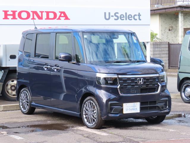 N-BOXカスタム ターボ 当社デモカー 純正ナビ(LXU-242NBi) マルチビューカメラ フルセグTV CD DVD USB ETC2.0 前後パーキングセンサー シートヒーター パドルシフト 両側電動スライドドア 1オナ(3枚目)