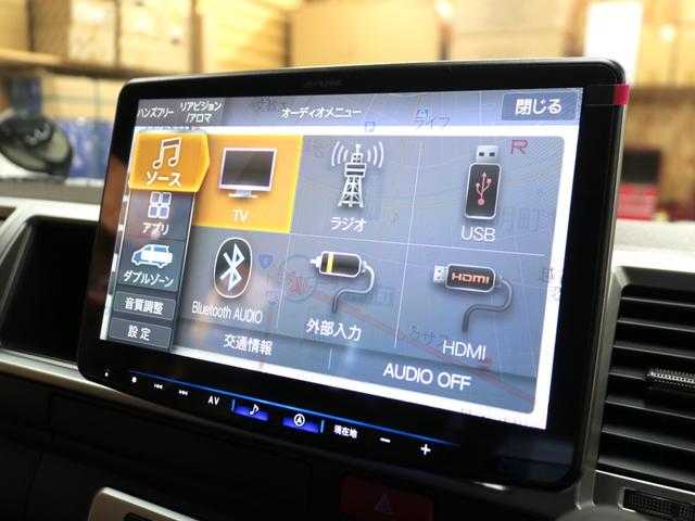 ハイエースワゴン GL ロング 新車8型 メカレスBIG-X11インチナビ 大型12.8フリップダウン 床張りフローリングフロア 全席黒革調シートカバー 1.5インチローダウン 新作Delf06 17インチAW ナスカータイヤ(52枚目)