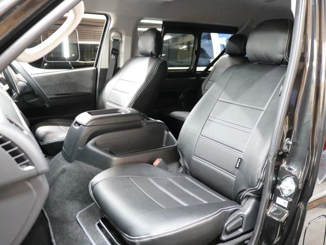 ハイエースワゴン GL ロング 新車8型 メカレスBIG-X11インチナビ 大型12.8フリップダウン 床張りフローリングフロア 全席黒革調シートカバー 1.5インチローダウン 新作Delf06 17インチAW ナスカータイヤ(60枚目)