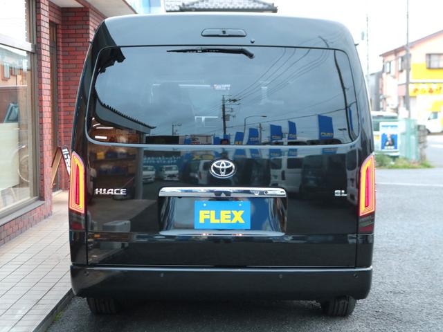 ハイエースワゴン GL ロング 新車8型 メカレスBIG-X11インチナビ 大型12.8フリップダウン 床張りフローリングフロア 全席黒革調シートカバー 1.5インチローダウン 新作Delf06 17インチAW ナスカータイヤ(75枚目)