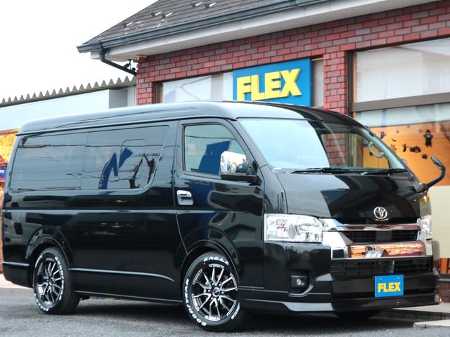 ハイエースワゴン GL ロング 新車8型 メカレスBIG-X11インチナビ 大型12.8フリップダウン 床張りフローリングフロア 全席黒革調シートカバー 1.5インチローダウン 新作Delf06 17インチAW ナスカータイヤ(80枚目)