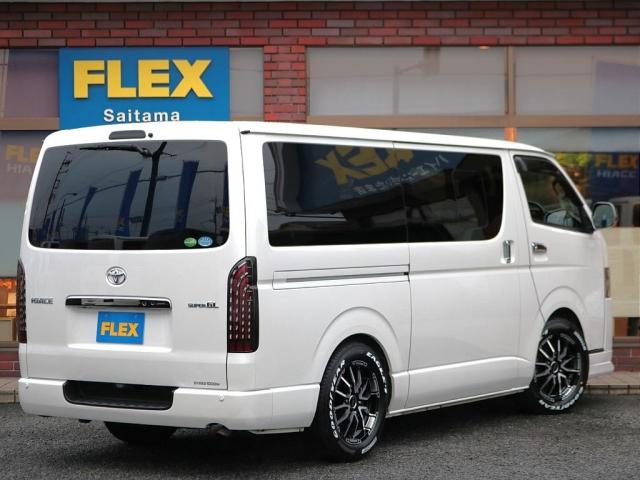 ハイエースバン スーパーGL ダークプライムII ロングボディ ワンオーナー FLEXオリジナル内装Ver4 家具付ベットキット 床張りフローリングフロア フルセグナビ ナビ連動ドラレコ コーナーセンサー 新品Delf06AW ナスカー 1.5インチローダウン(16枚目)